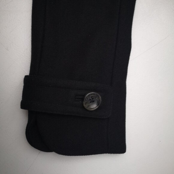 Banana Republic Ladies Size Medium Lined Black Wool Blend  Belted Pea Coat - Picture 10 of 14